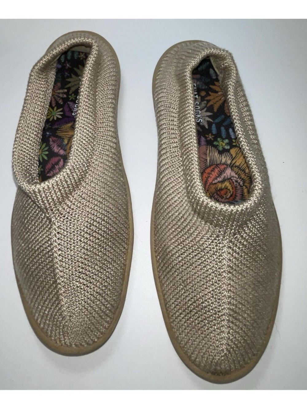 Arcopedico Sec V Women's Knit Slip-On Shoes Tan Sz 9 Portugal EUC Flat Socks